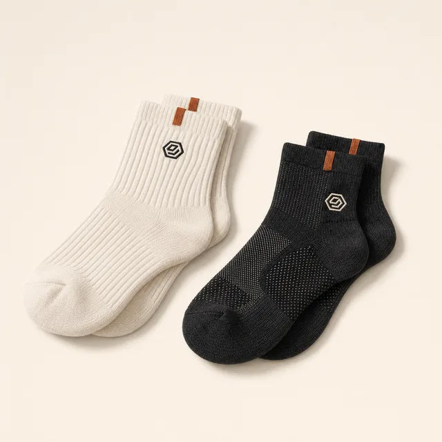 Hex Socks in bone and ink