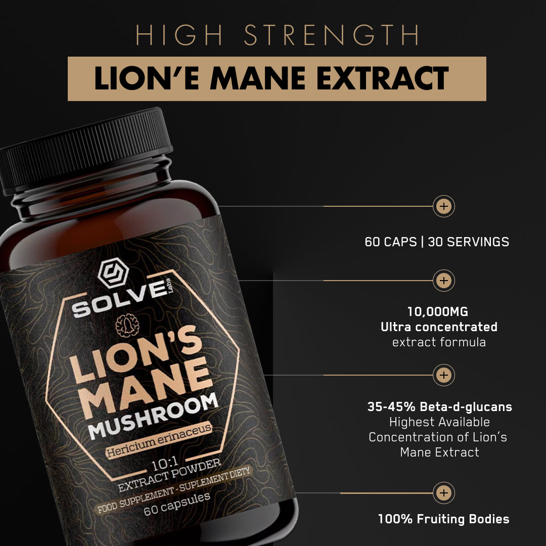SolveLabs Lion's Mane mushroom capsules 1000mg for focus and memory (view 3)
