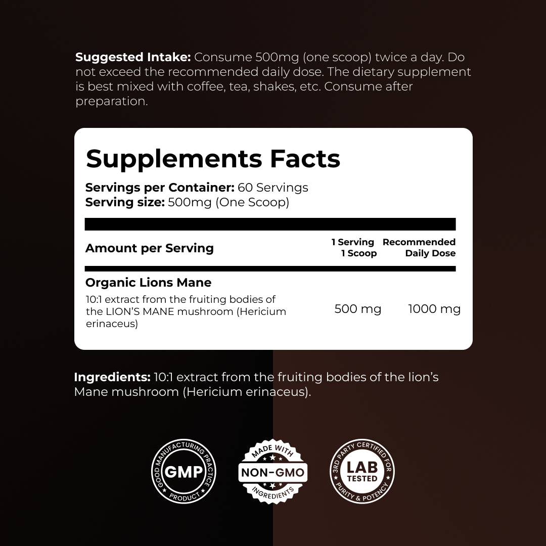 SolveLabs Lion's Mane mushroom extract powder for focus and memory (view 15)