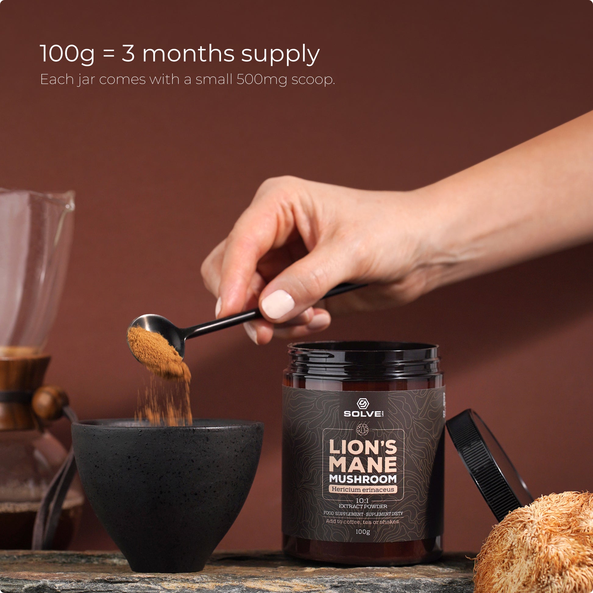 SolveLabs Lion's Mane mushroom extract powder for focus and memory (view 5)