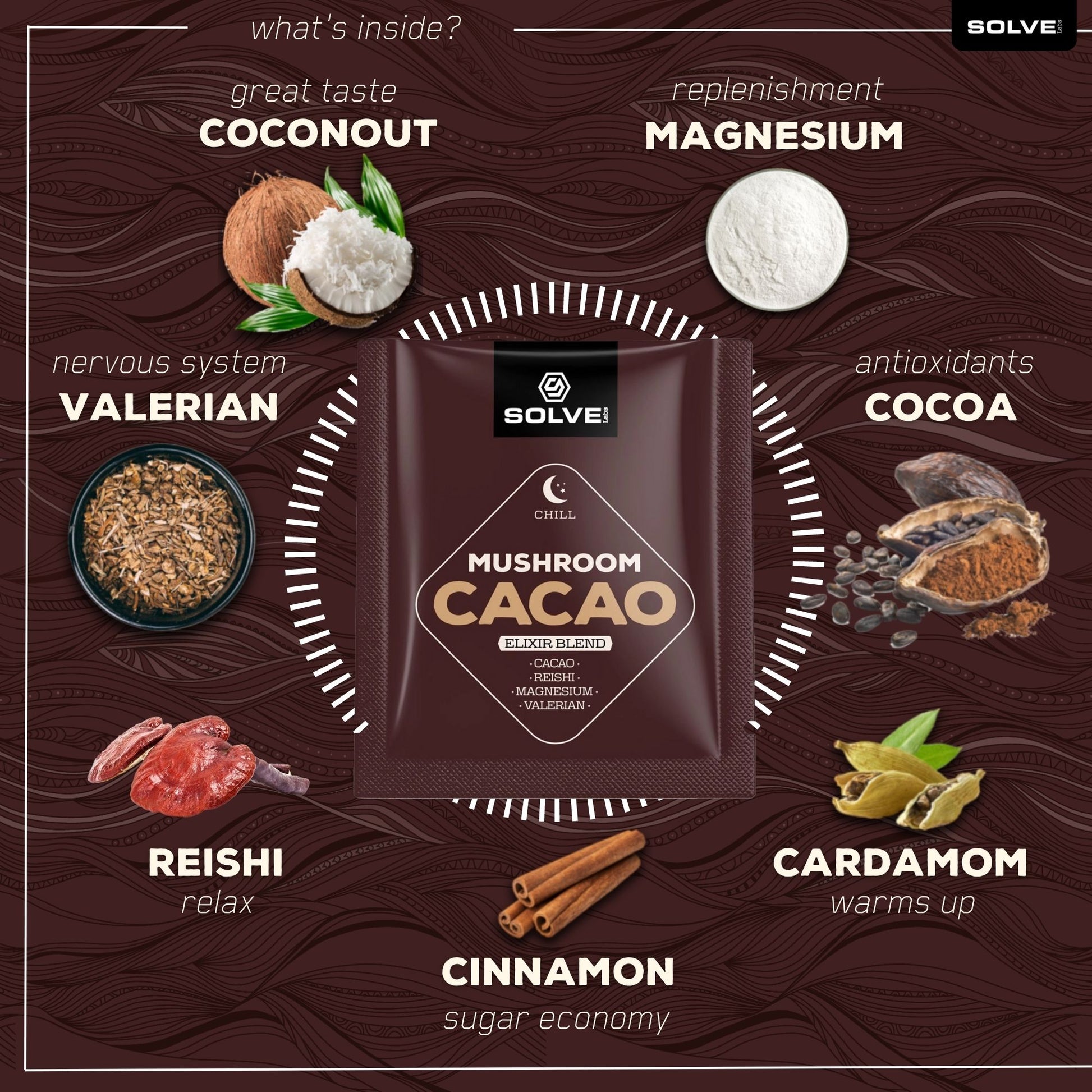 SolveLabs Mushroom Cacao with Reishi for evening calm (view 2)