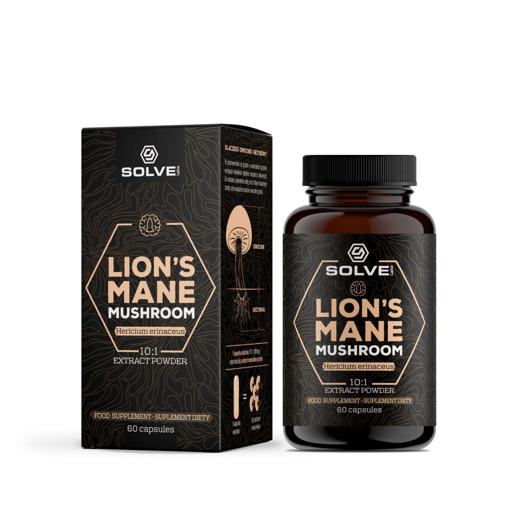SolveLabs Lion's Mane mushroom capsules 1000mg for focus and memory