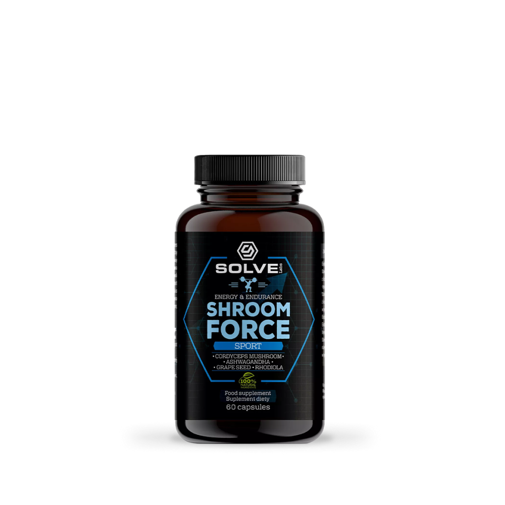 SolveLabs Shroom Force natural pre-workout for energy and endurance