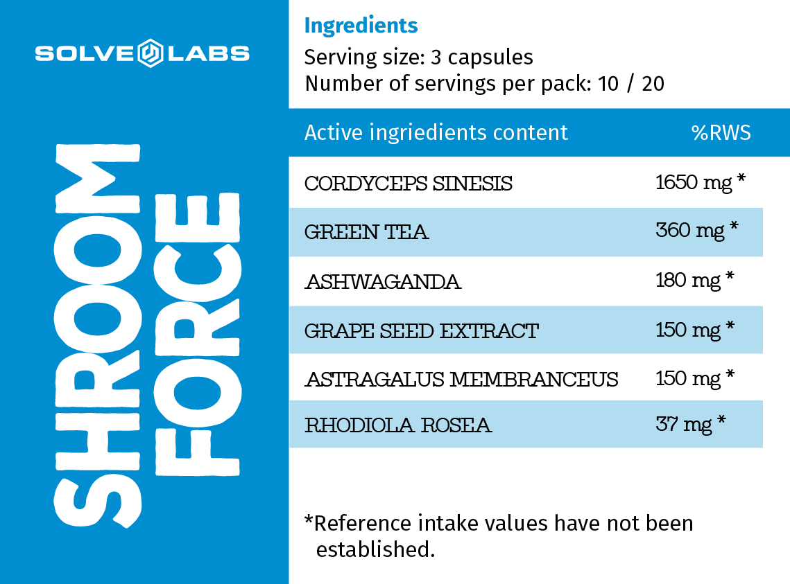 SolveLabs Shroom Force natural pre-workout for energy and endurance (view 2)