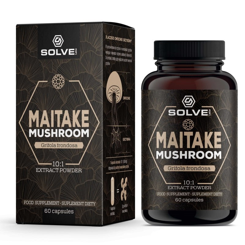 Maitake capsules jar and carton