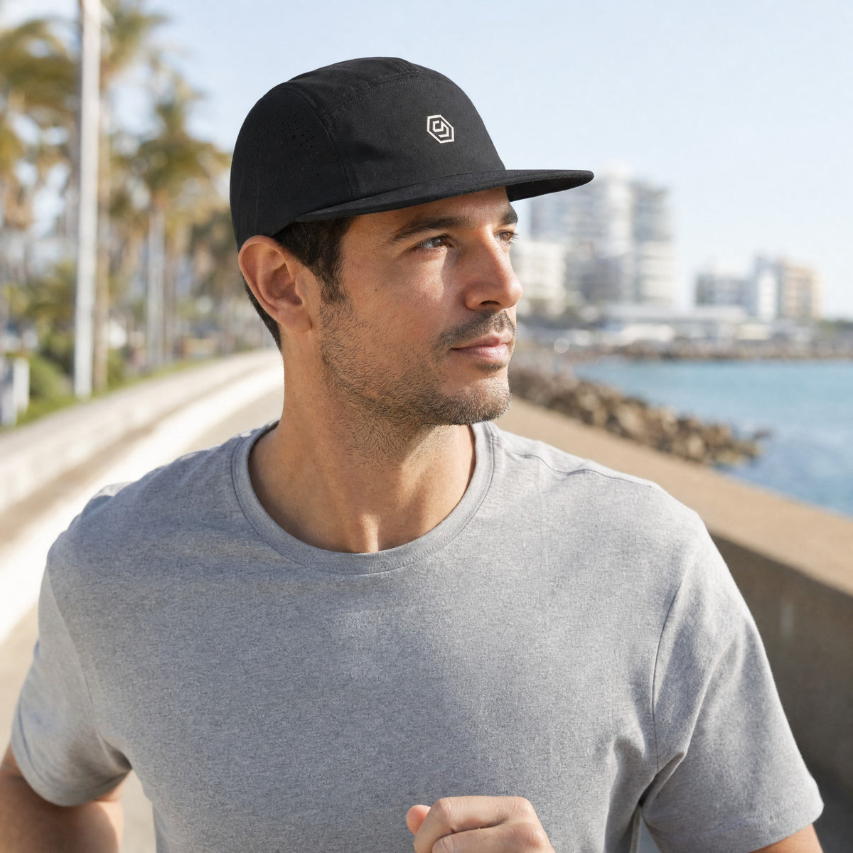 Someone wearing the Solve Cap, Ink