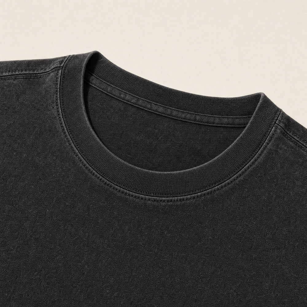 The ribbed collar of the A Way Through Tee
