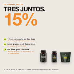Tres juntos: 15% de descuento con el código BUNDLE15, envío gratis en el Reino Unido en pedidos de más de £50, 60 días para decidir