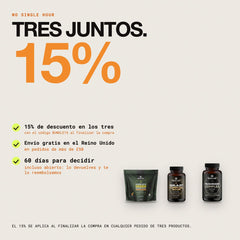 Tres juntos: 15% de descuento con el código BUNDLE15, envío gratis en el Reino Unido en pedidos de más de £50, 60 días para decidir