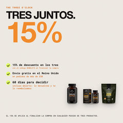 Tres juntos: 15% de descuento con el código BUNDLE15, envío gratis en el Reino Unido en pedidos de más de £50, 60 días para decidir