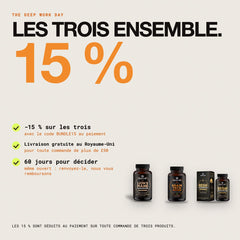 Les trois ensemble : 15 % de réduction avec le code BUNDLE15, livraison gratuite au Royaume-Uni dès £50, 60 jours pour décider