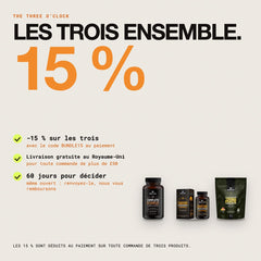 Les trois ensemble : 15 % de réduction avec le code BUNDLE15, livraison gratuite au Royaume-Uni dès £50, 60 jours pour décider