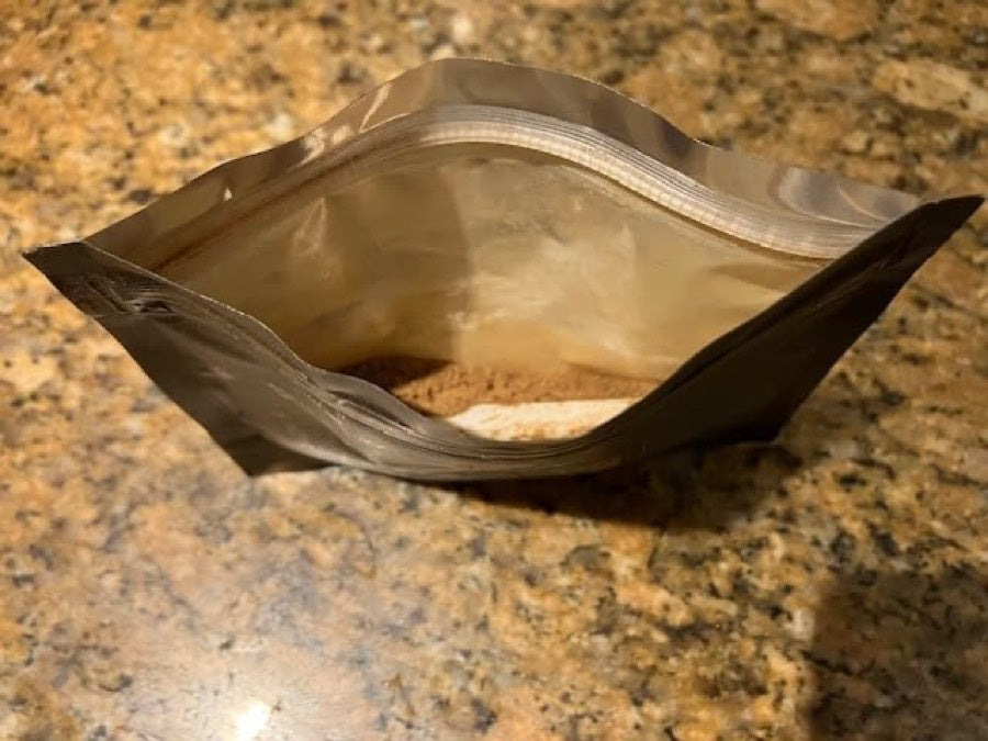 Customer photo: pouch on the counter