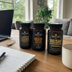 Les trois à la maison : Lion’s Mane pur – gélules, Brain Tech (nootropique) et Reishi pur – gélules