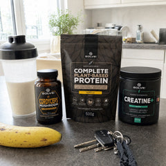 Les trois à la maison : Cordyceps pur – gélules, Protéine végétale aux champignons et Creatine+