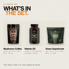 What is in the set: Mushroom Coffee — Lion's Mane, Complete Green Superfoods and Vitamin D2 from Shiitake 2000 IU